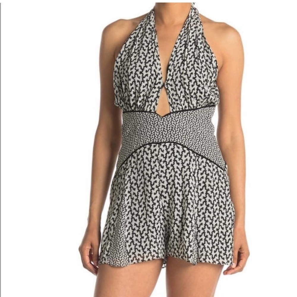 Reiss Mali Mono Mixed Halter Neck Romper